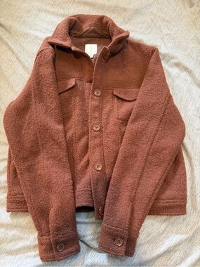 Joie Cozy Button-Up Jacket in Rust